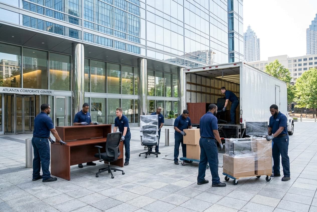 Commercial movers relocating an Atlanta office